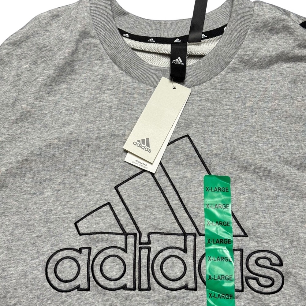 Adidas Mens Sweatshirt‎ Crewneck Pullover Grey Black Logo XLarge Athletic - Picture 2 of 4